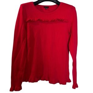 Talbots women’s sweater size small cashmere blend ruffles long‎ sleeve crew neck